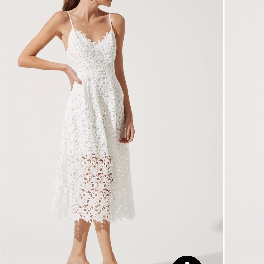ASTR Lace A Line Midi Dress in White